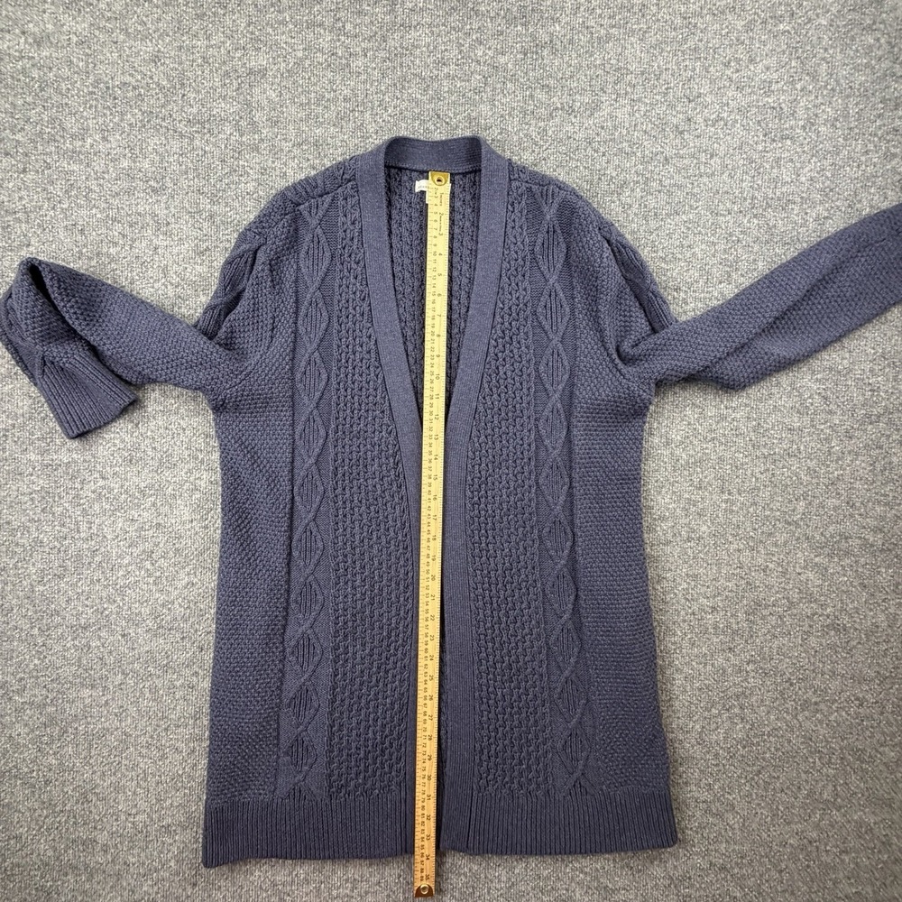 LL Bean‎ Signature Cable Knit Open Front Cardigan Blue Size L Cozy - Picture 5 of 8
